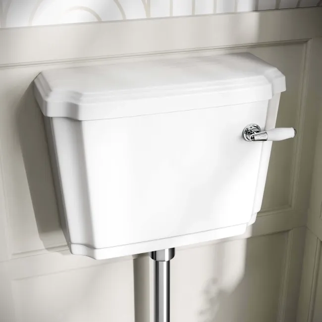 Hudson Traditional Low-Level Toilet With Graphite Grey Seat & Pedestal Basin - Single Tap Hole