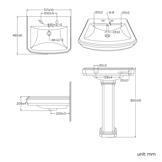 Hudson Traditional Toilet With Inky Blue Seat & Pedestal Basin Set - Double Tap Hole