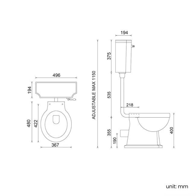 Hudson Traditional Low-Level Toilet With Cotton White Seat & Pedestal Basin - Single Tap Hole