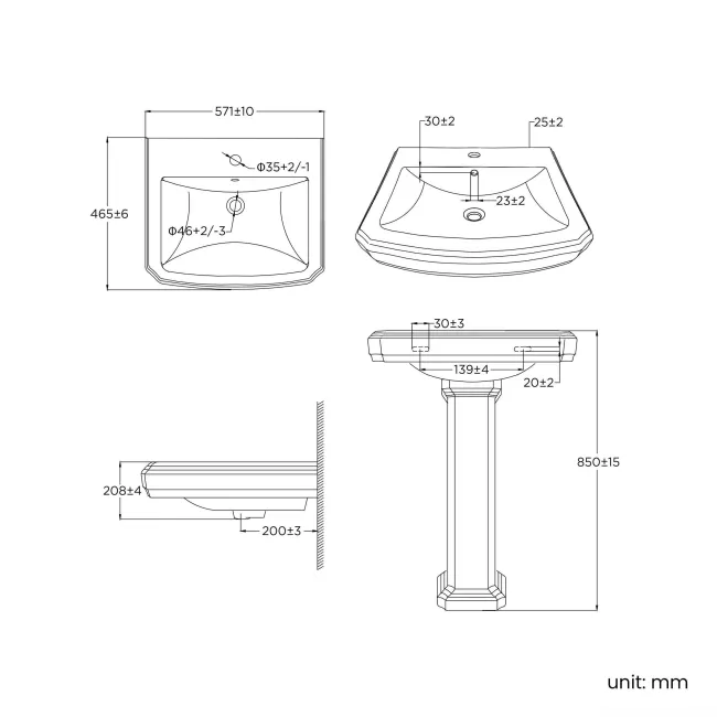 Hudson Traditional High-Level Toilet With Cotton White Seat & Pedestal Basin - Single Tap Hole
