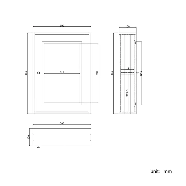 Graphite Grey Mirror Cabinet 700x500mm - Brushed Brass Accents