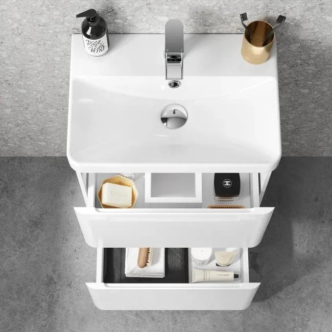Corsica Gloss White Slimline Basin Drawer Vanity 500mm