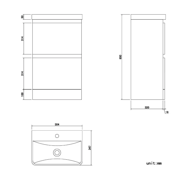 Corsica Gloss White Slimline Basin Drawer Vanity 500mm
