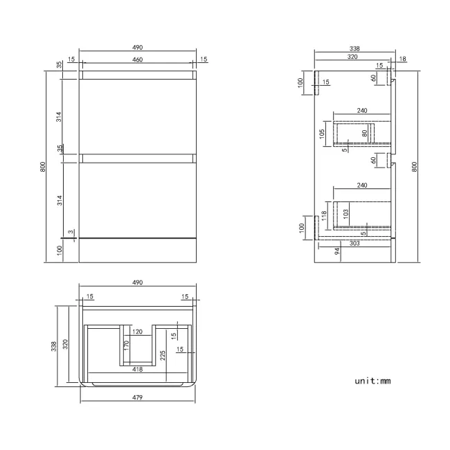 Corsica Gloss White Slimline Basin Drawer Vanity 500mm