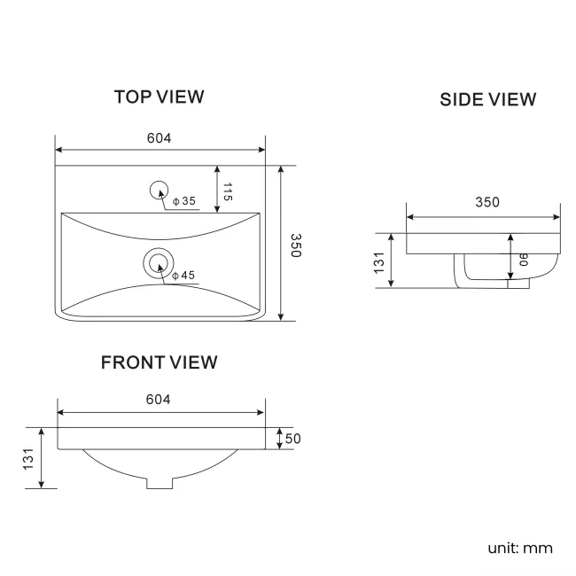 Corsica Gloss White Slimline Basin Drawer Vanity 600mm