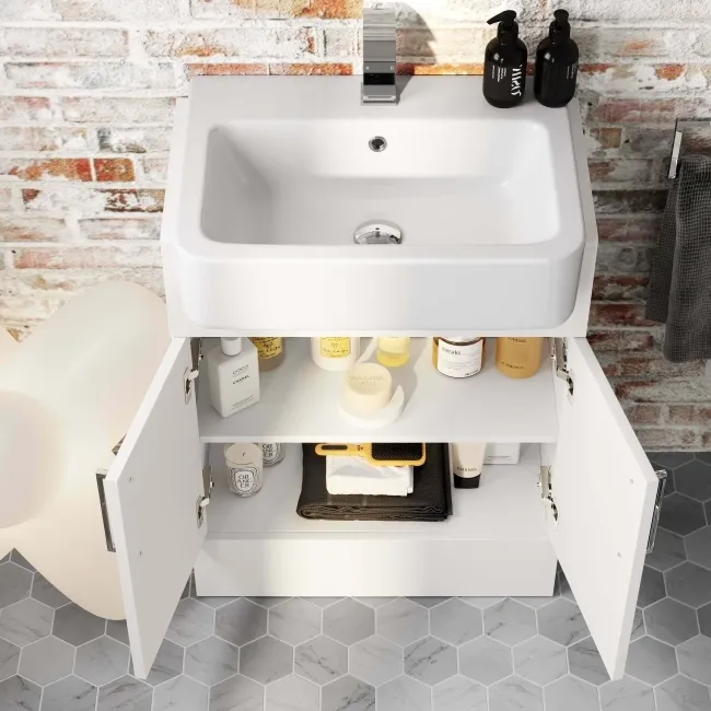 Harper Gloss White Vanity with Semi Recessed Basin 600mm