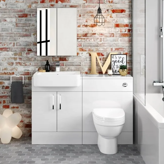 Harper Gloss White Combination Vanity Basin and Seattle Toilet 1200mm
