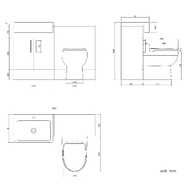 Harper Gloss White Combination Vanity Basin and Seattle Toilet 1200mm