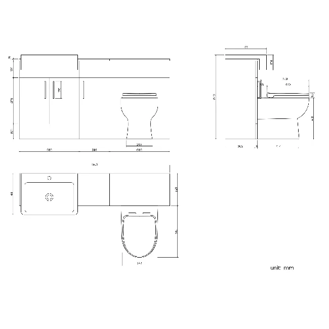 Harper Gloss White Combination Vanity Basin and Seattle Toilet 1500mm