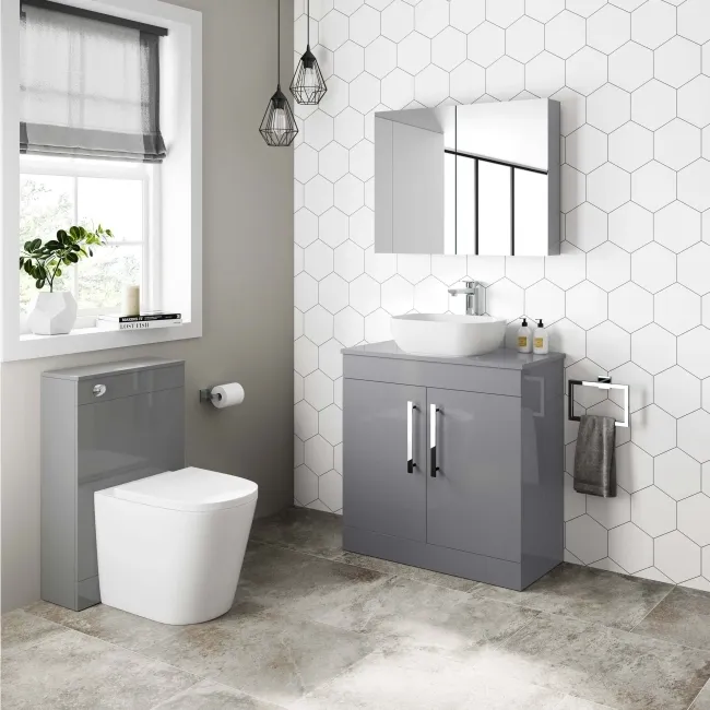 Avon Stone Grey Vanity with Curved Counter Top Basin 800mm