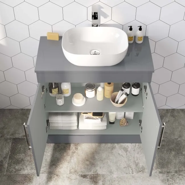 Avon Stone Grey Vanity with Curved Counter Top Basin 800mm