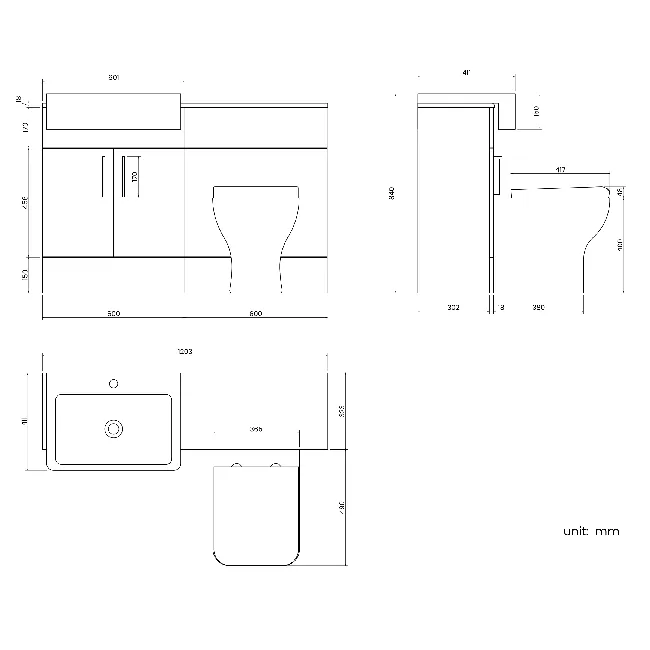 Harper Gloss White Combination Vanity Basin and Atlanta Toilet 1200mm