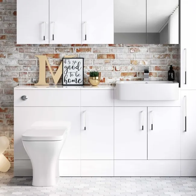 Harper Gloss White Combination Vanity Basin and Atlanta Toilet 1500mm
