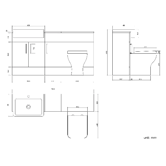 Harper Gloss White Combination Vanity Basin and Atlanta Toilet 1500mm