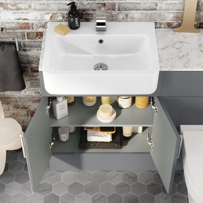 Harper Stone Grey Combination Vanity Basin with Marble Top & Denver Toilet 1200mm