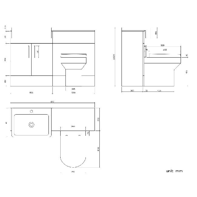Harper Stone Grey Combination Vanity Basin with Marble Top & Denver Toilet 1200mm