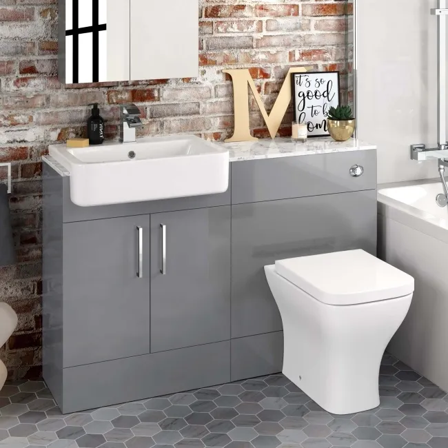 Harper Stone Grey Combination Vanity Basin with Marble Top & Atlanta Toilet 1200mm