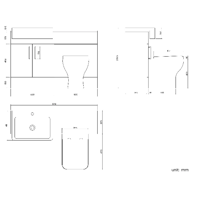 Harper Stone Grey Combination Vanity Basin with Marble Top & Atlanta Toilet 1200mm