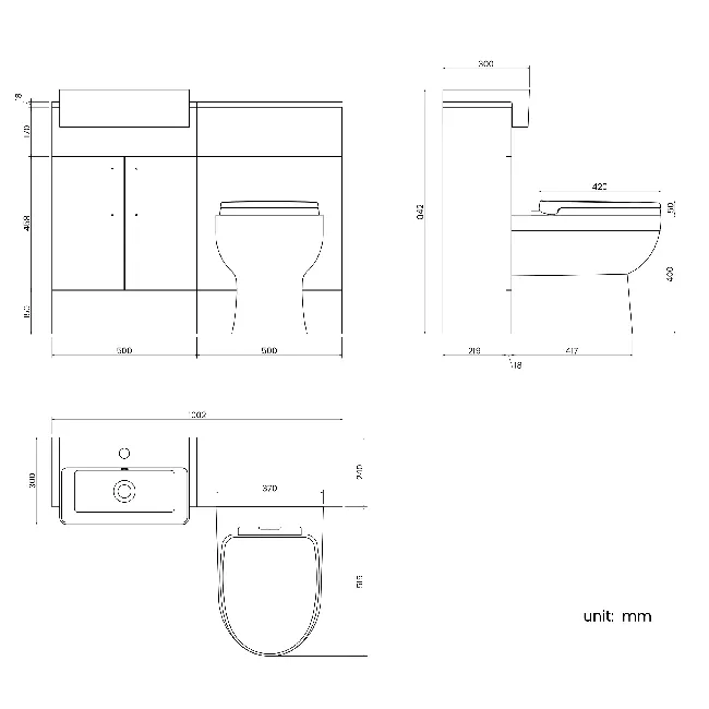 Harper Gloss White Combination Vanity Basin & Seattle Toilet 1000mm