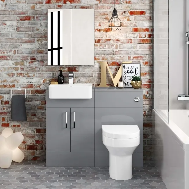 Harper Stone Grey Combination Vanity Basin & Denver Toilet 1000mm