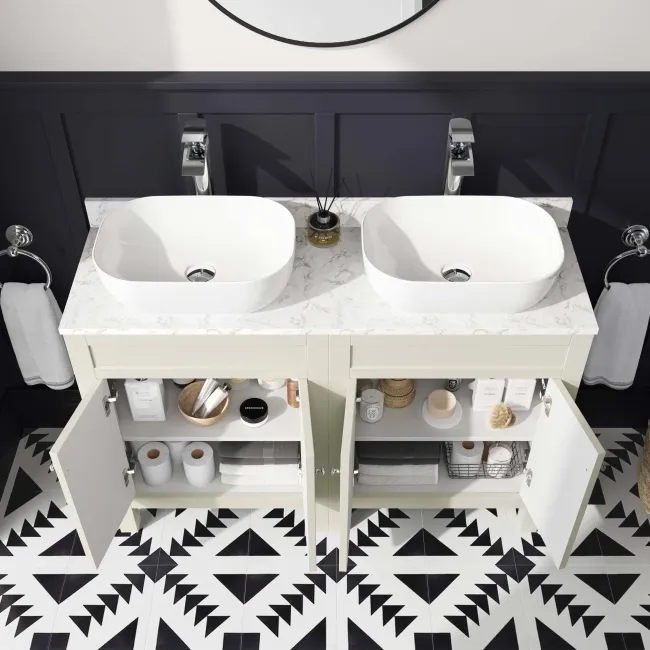 Bermuda Chalk White with Marble Top & Curved Counter Top Basin 1200mm