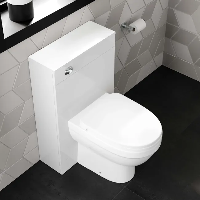 Avon & Trent Gloss White Slimline Back To Wall Unit and Seattle Toilet