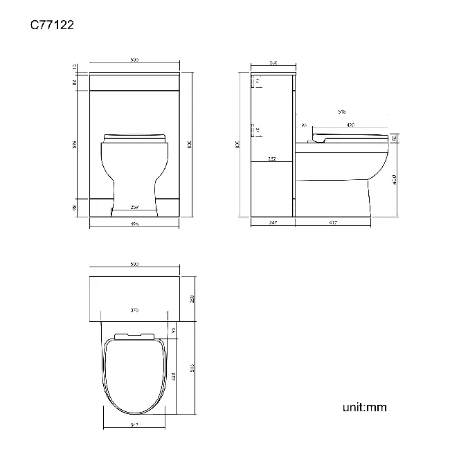 Avon & Trent Gloss White Slimline Back To Wall Unit and Seattle Toilet