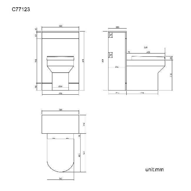 Avon & Trent Gloss White Slimline Back To Wall Unit and Denver Toilet