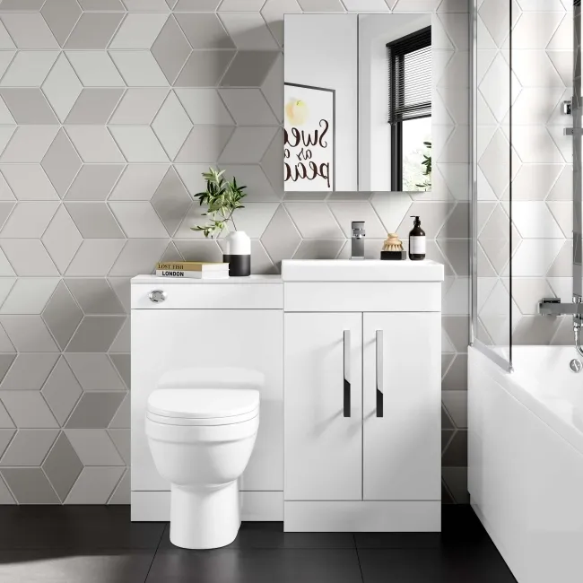 Avon Gloss White Combination Vanity Basin and Seattle Toilet 1000mm