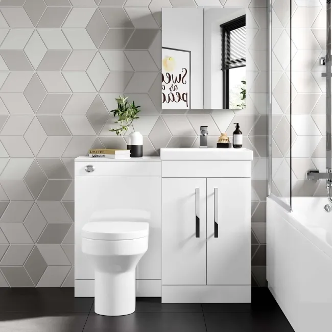 Avon Gloss White Combination Vanity Basin and Denver Toilet 1000mm