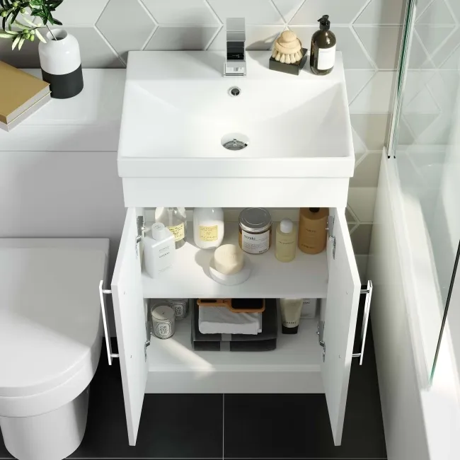 Avon Gloss White Combination Vanity Basin and Denver Toilet 1000mm