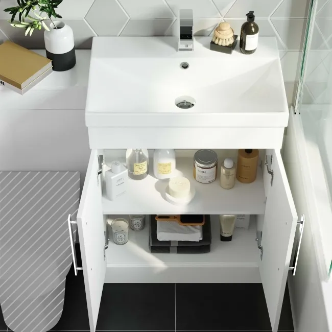 Avon Gloss White Basin Vanity and Back To Wall Unit 1100mm