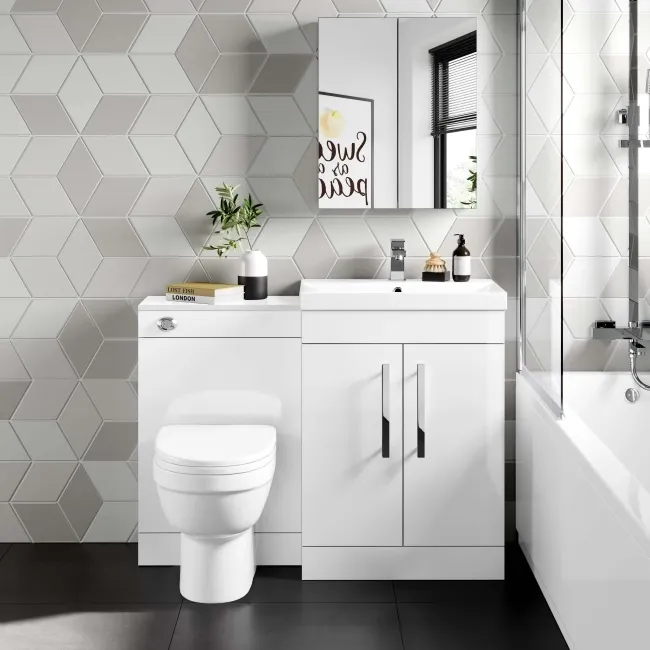 Avon Gloss White Combination Vanity Basin and Seattle Toilet 1100mm