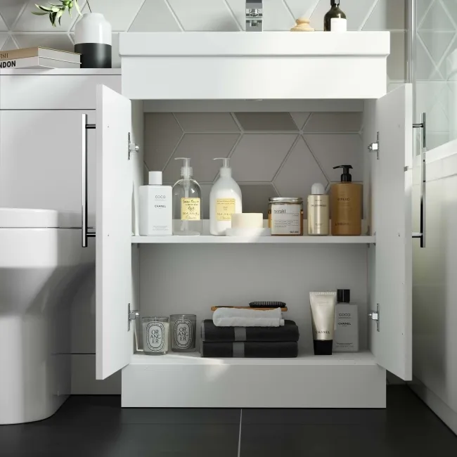 Avon Gloss White Combination Vanity Basin and Denver Toilet 1100mm