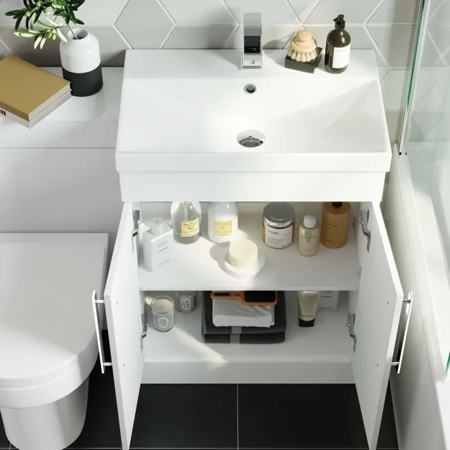 Avon Gloss White Combination Vanity Basin and Denver Toilet 1100mm