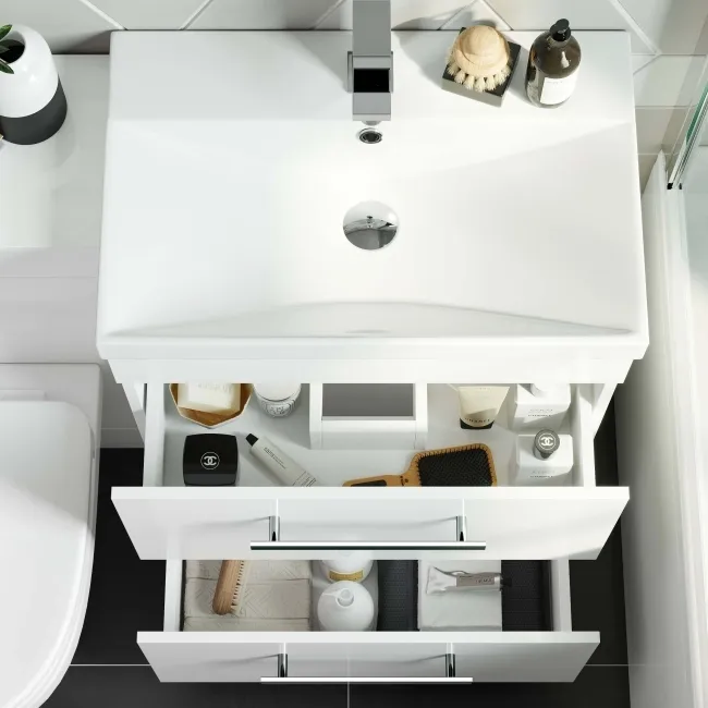 Avon Gloss White Combination Basin Drawer and Seattle Toilet 1100mm