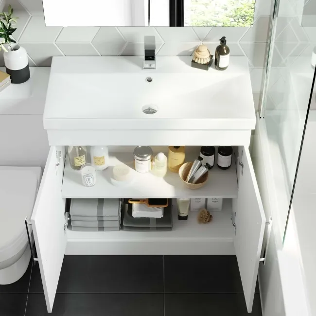 Avon Gloss White Combination Vanity Basin and Seattle Toilet 1300mm
