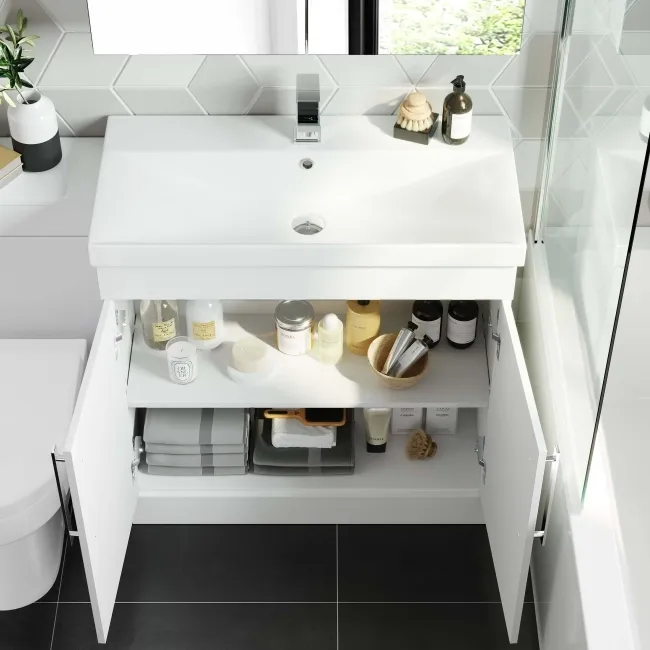 Avon Gloss White Combination Vanity Basin and Denver Toilet 1300mm