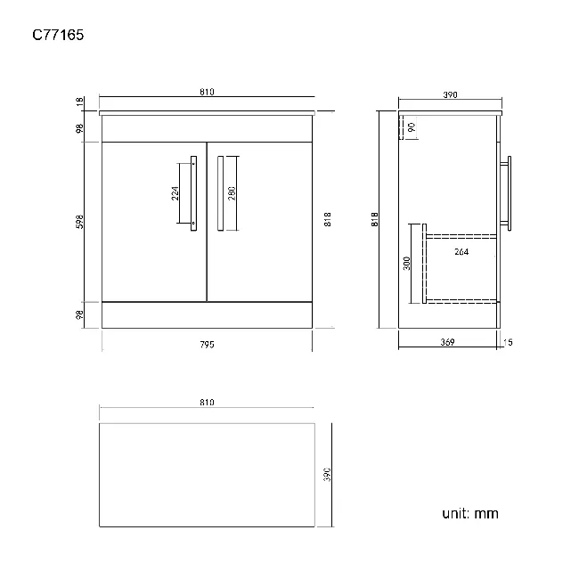 Avon Stone Grey Cabinet 800mm - Excludes Counter Top Basin