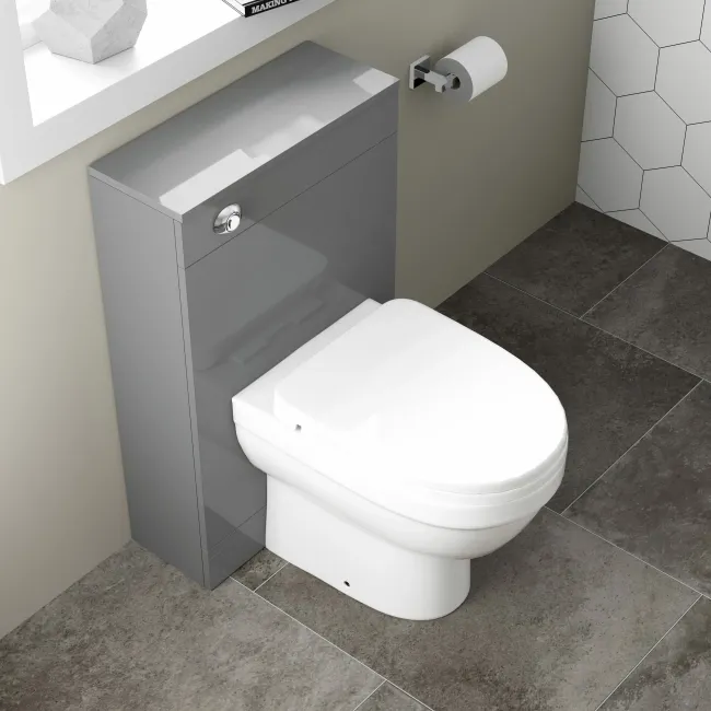 Avon & Trent Stone Grey Slimline Back To Wall Unit and Seattle Toilet