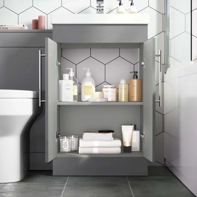 Avon Stone Grey Combination Vanity Basin and Denver Toilet 1000mm
