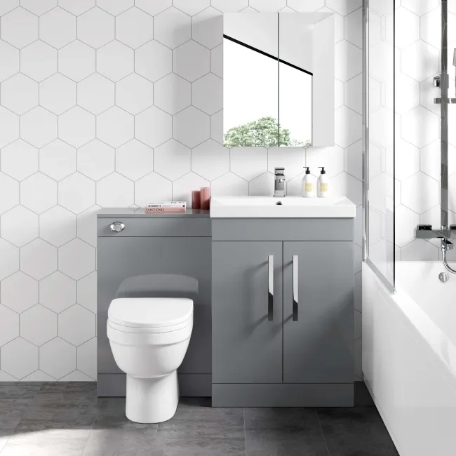Avon Stone Grey Combination Vanity Basin and Seattle Toilet 1100mm