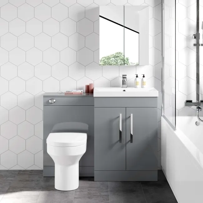 Avon Stone Grey Combination Vanity Basin and Denver Toilet 1100mm