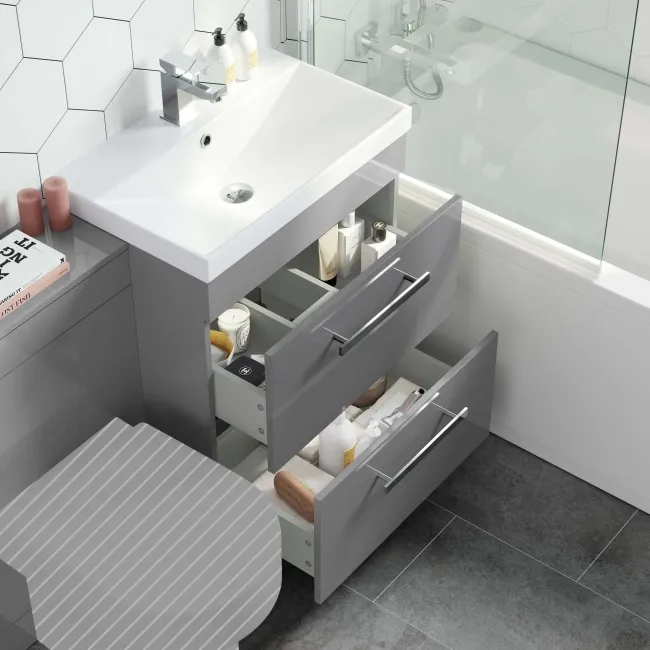 Avon Stone Grey Basin Drawer Vanity and Back To Wall Toilet 1100mm