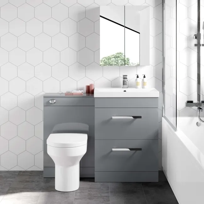 Avon Stone Grey Combination Basin Drawer and Denver Toilet 1100mm