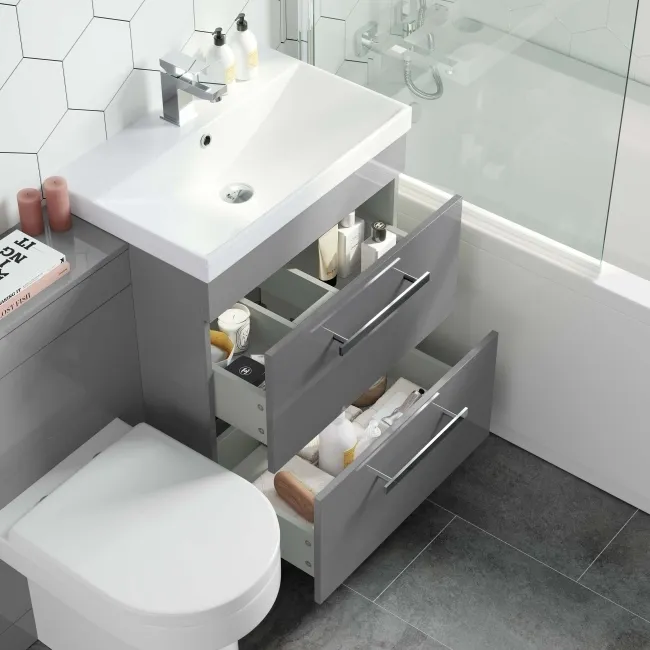 Avon Stone Grey Combination Basin Drawer and Denver Toilet 1100mm