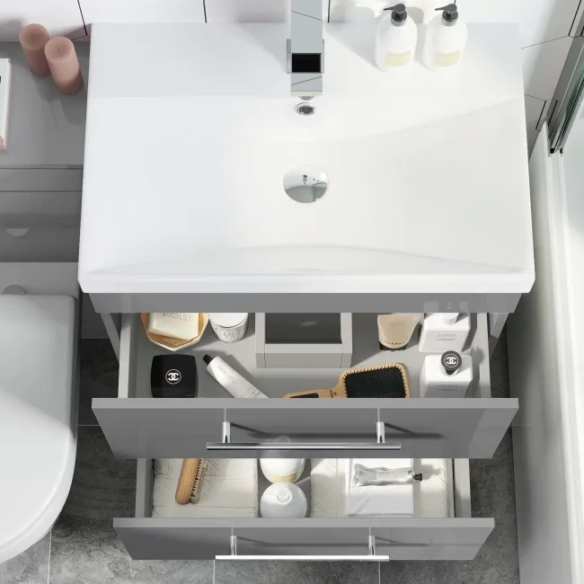 Avon Stone Grey Combination Basin Drawer and Denver Toilet 1100mm