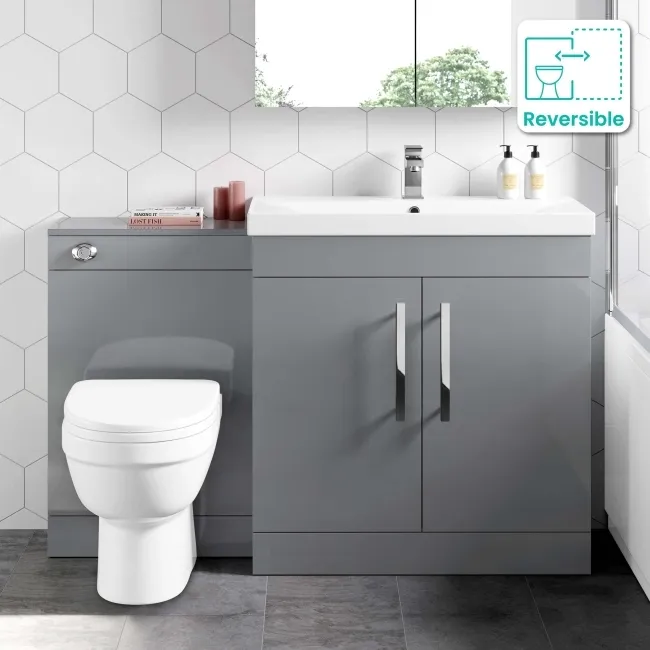 Avon Stone Grey Combination Vanity Basin and Seattle Toilet 1300mm