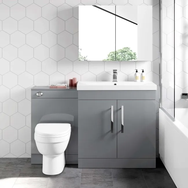 Avon Stone Grey Combination Vanity Basin and Seattle Toilet 1300mm