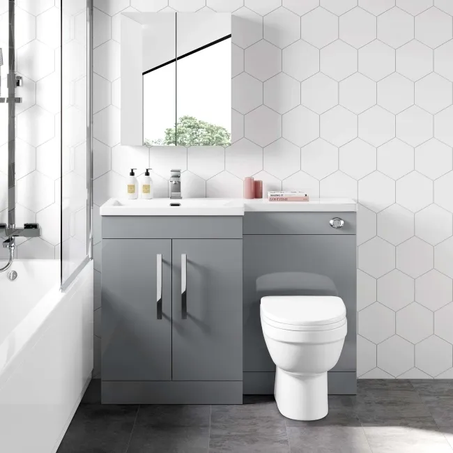 Avon Stone Grey Combination Vanity Basin and Seattle Toilet 1100mm - Left Handed